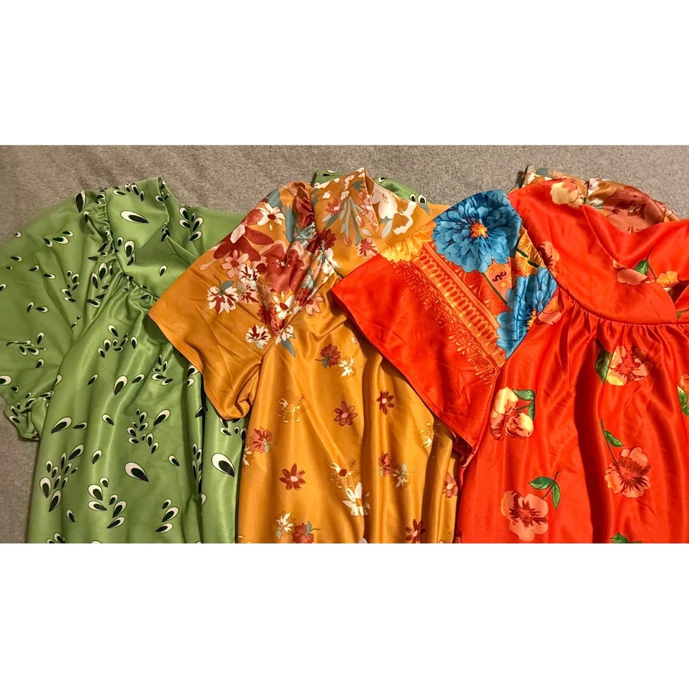 Lot Of 3 Anthony Richards VTG Muumuu House Patio Dress Gown Plus 2X Pockets Midi